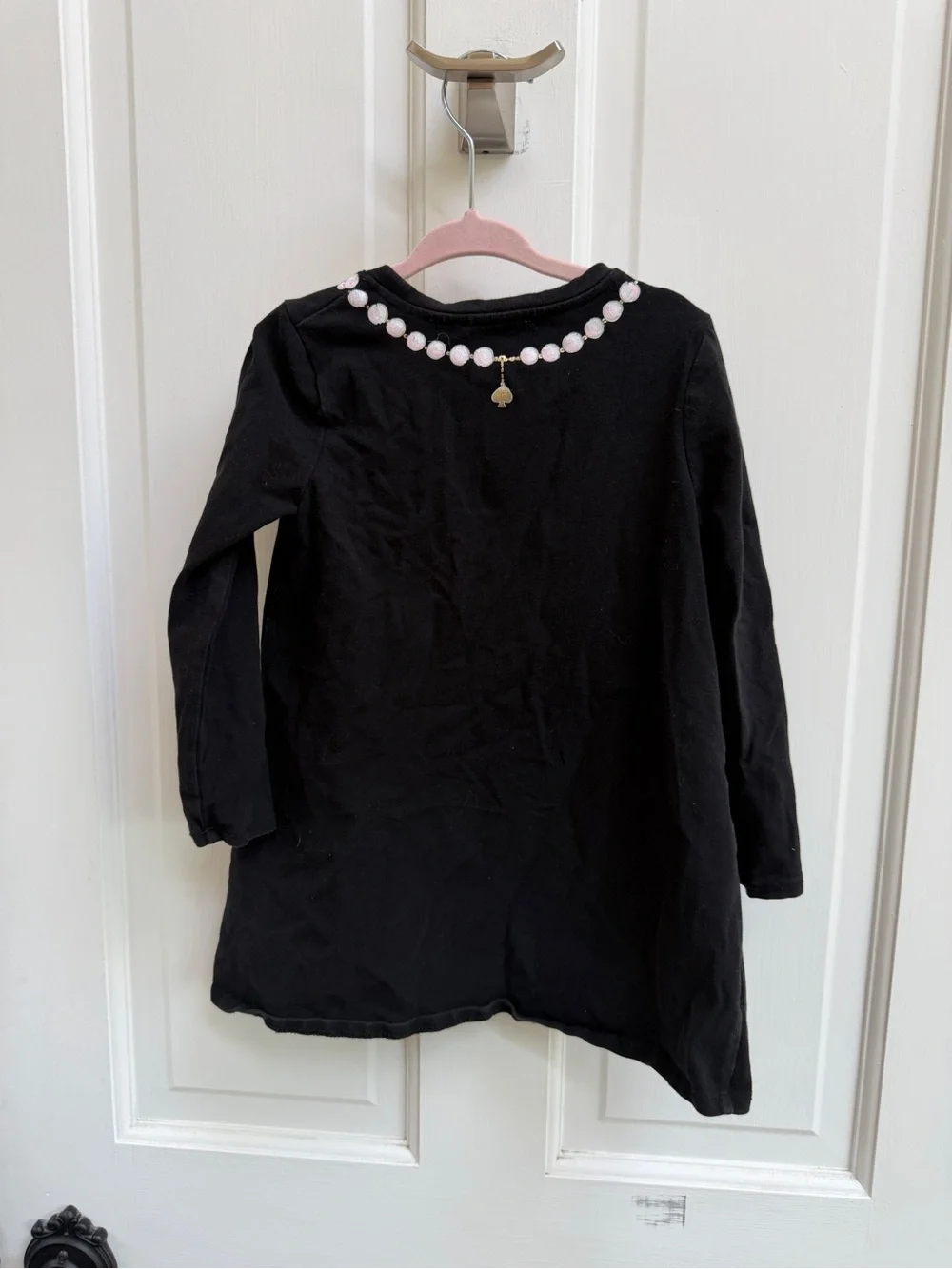 kate spade Girls 4 Y Black Long-Sleeve Dress  Pink Bead Print & Red Bow Accent